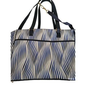 Vera Bradley Ella Tote Streeterville Blue and White Wavy Stripe Bag Tote Large